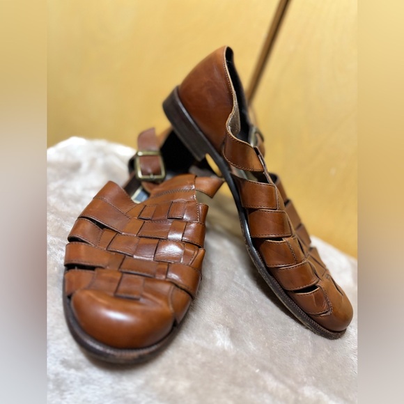 Vintage Cole Haan Bragano Brown Leather Fisherman Sandals Size 7M - Womens 9 - Picture 9 of 10